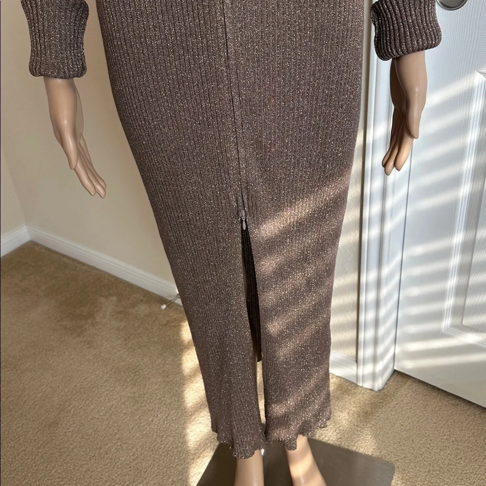 NWT ANTHROPOLOGIE Metallic Brown Long Sleeve Dress Sz. XL. - Picture 6 of 15